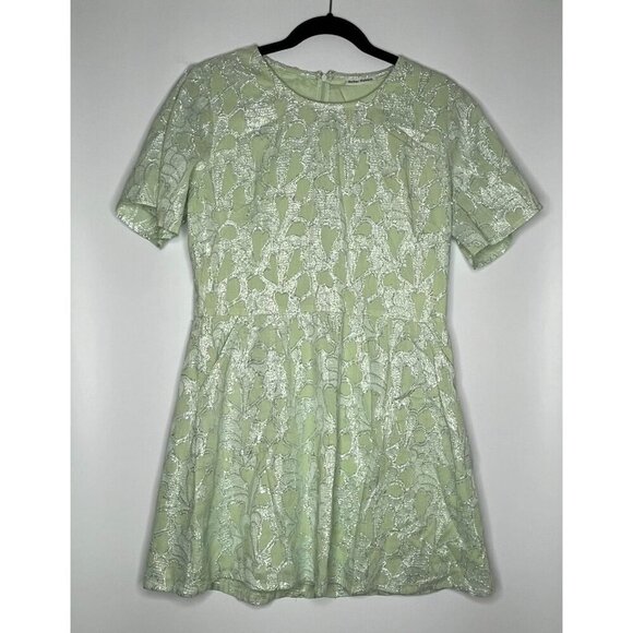 Roller Rabbit Sparkle Tinsel Lace Detail Mint Green Skater Dress Size Medium - Picture 1 of 10